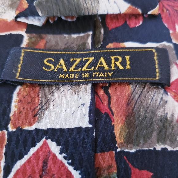 Mens Sazzari Silk Neck Tie Fall Autumn Theme Made in Italy - Picture 2 of 4